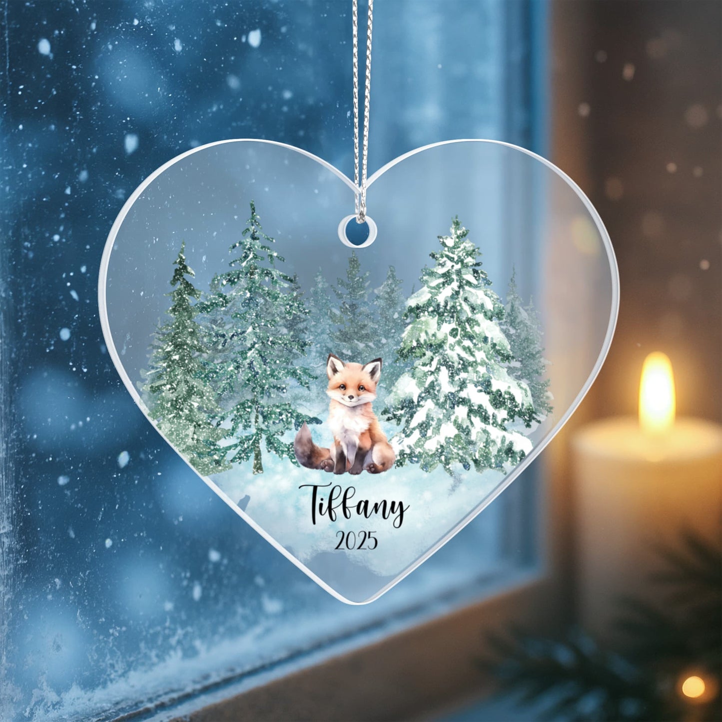 Woodland Animals Acrylic Heart Ornament