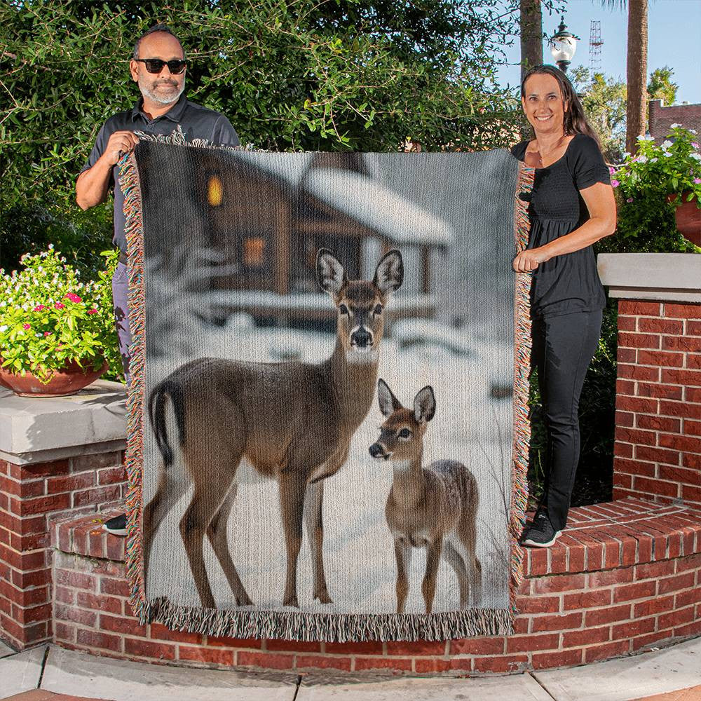 Deer and Fawn Woven Blanket