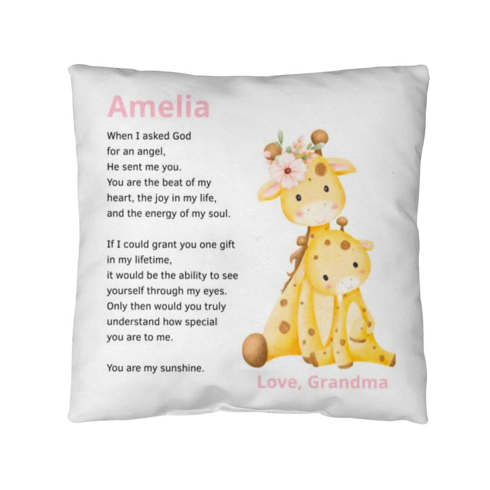 Granddaughter Personalized Giraffe Pillow