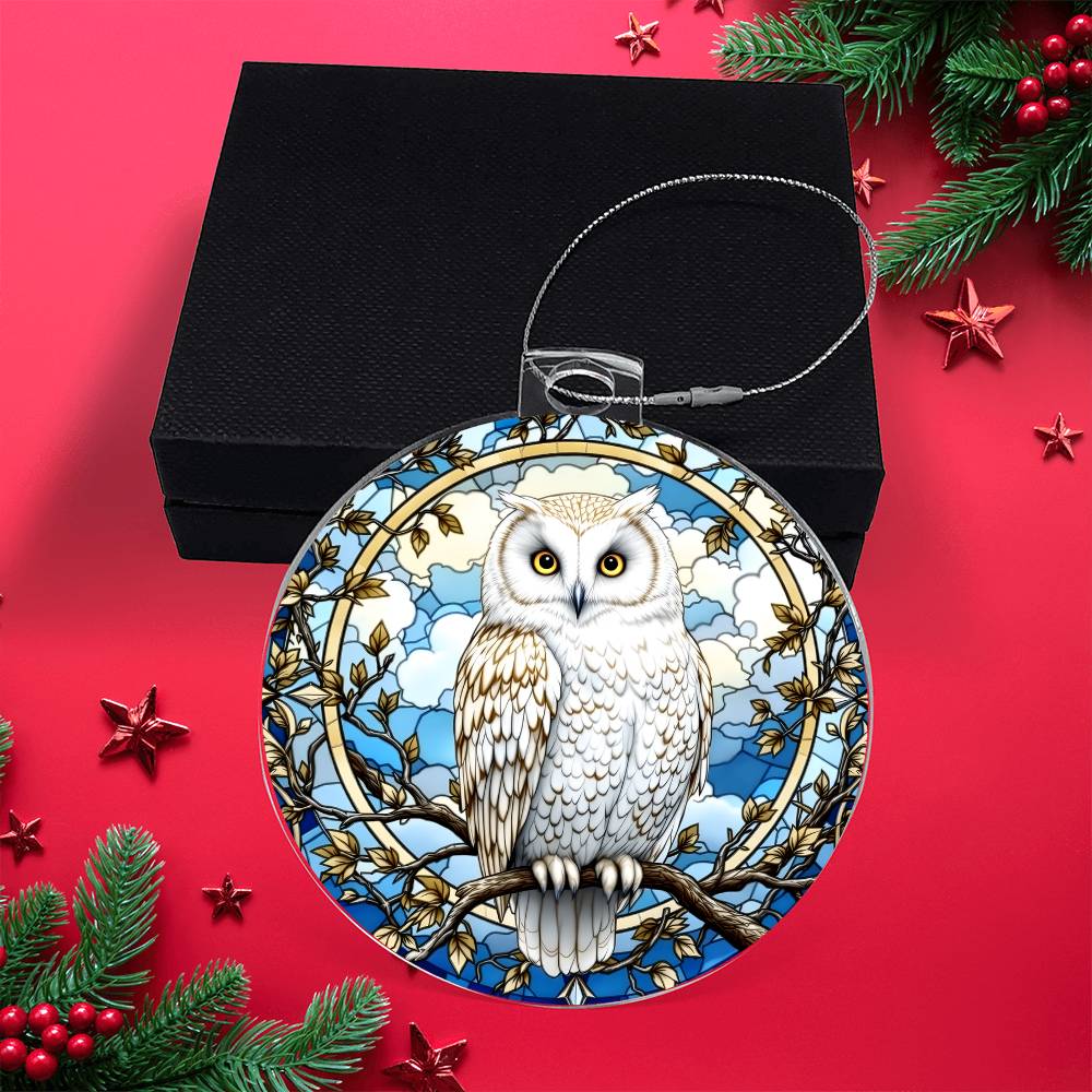 Snowy Owl Acrylic Christmas Ornament