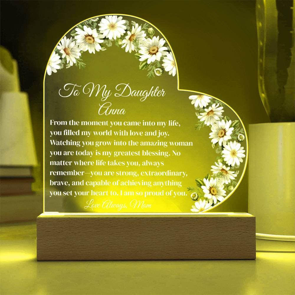 Personalized Daughter Lighted Acrylic Heart Plaque