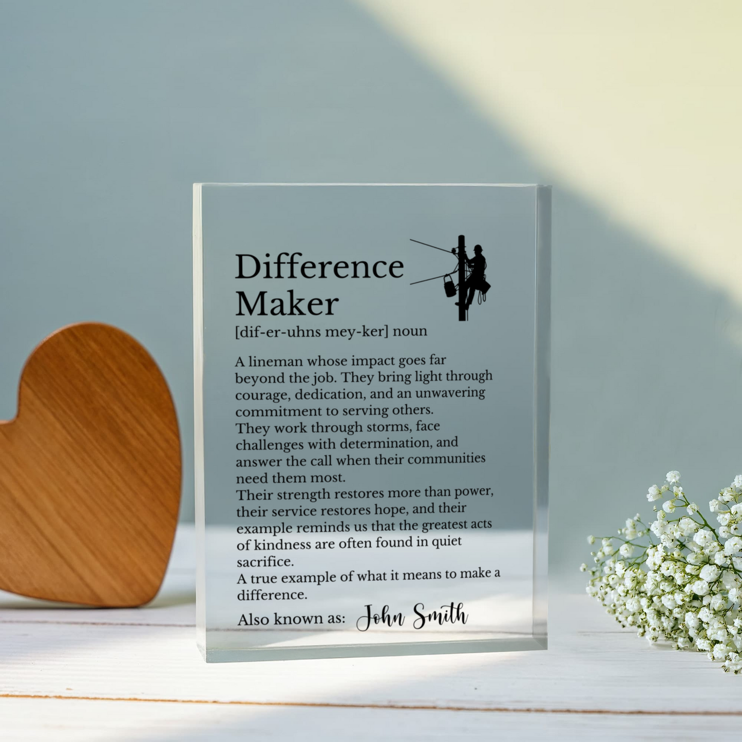 Lineman Difference Maker Plaque