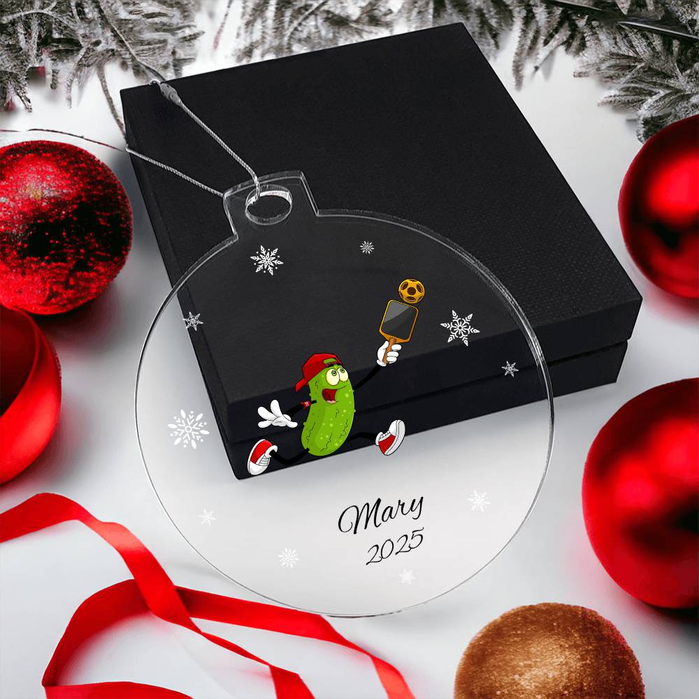 Pickleball Player Acrylic Christmas Ornament