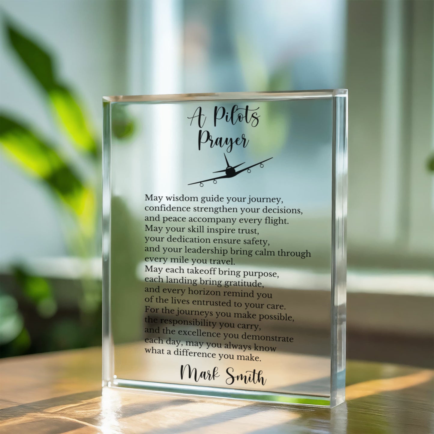 Pilot's Prayer Plaque Gift, Personalized Plane Lover Gift, Aviation Enthusiast Decor, Inspiration Plaque, Pilot Appreciation