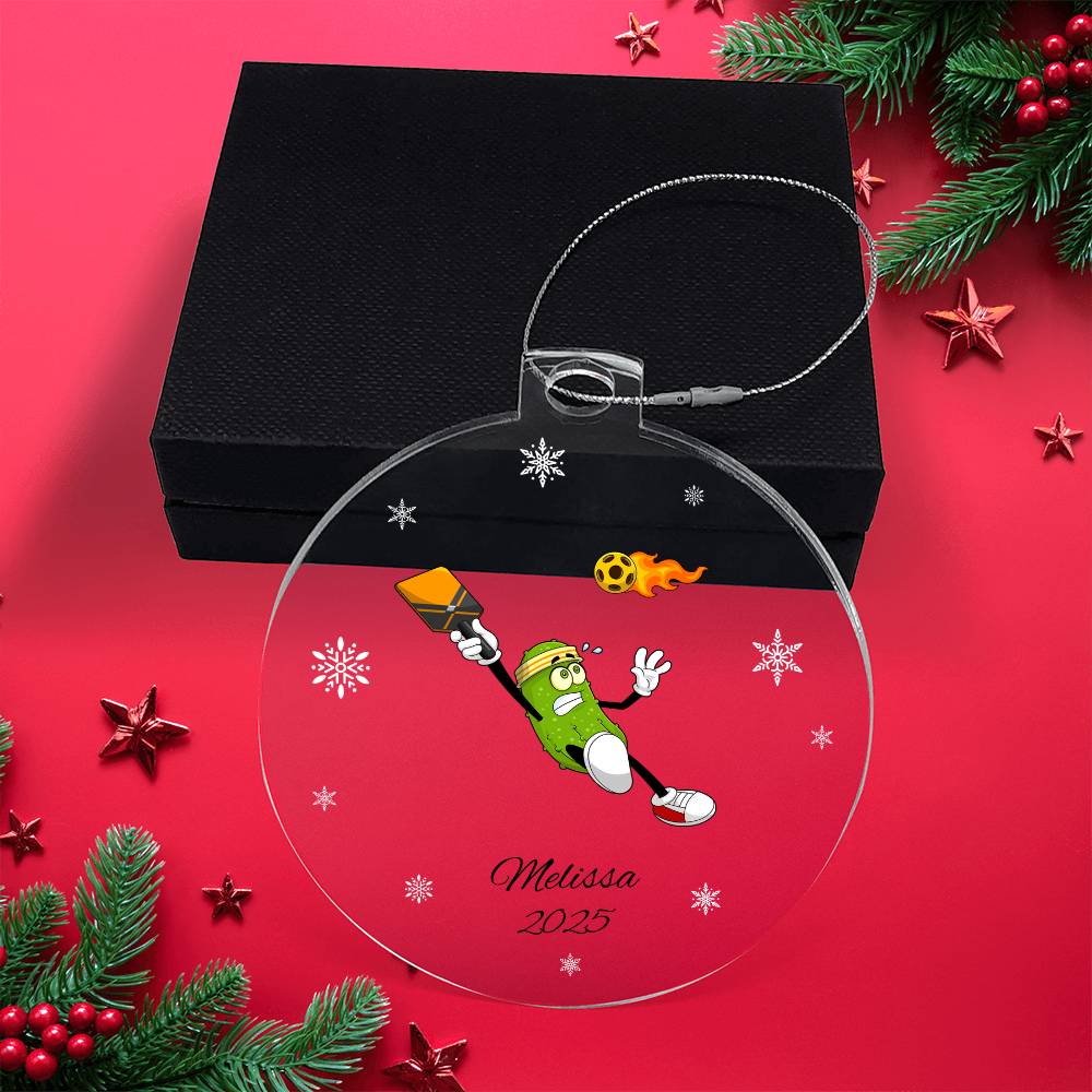Fireball Pickleball Player Christmas ornament Pickleball Player Acrylic Christmas Ornament