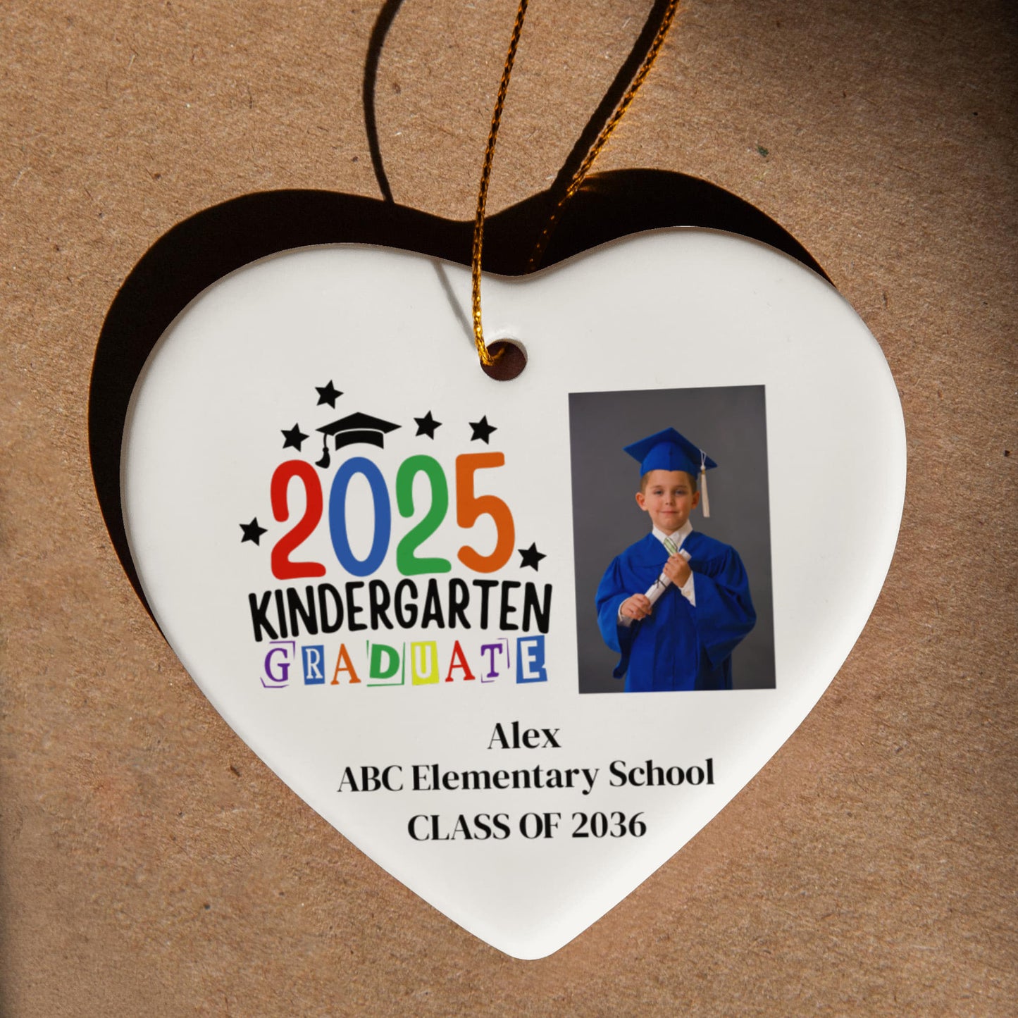 Kindergarten Graduation Ceramic Heart Ornament