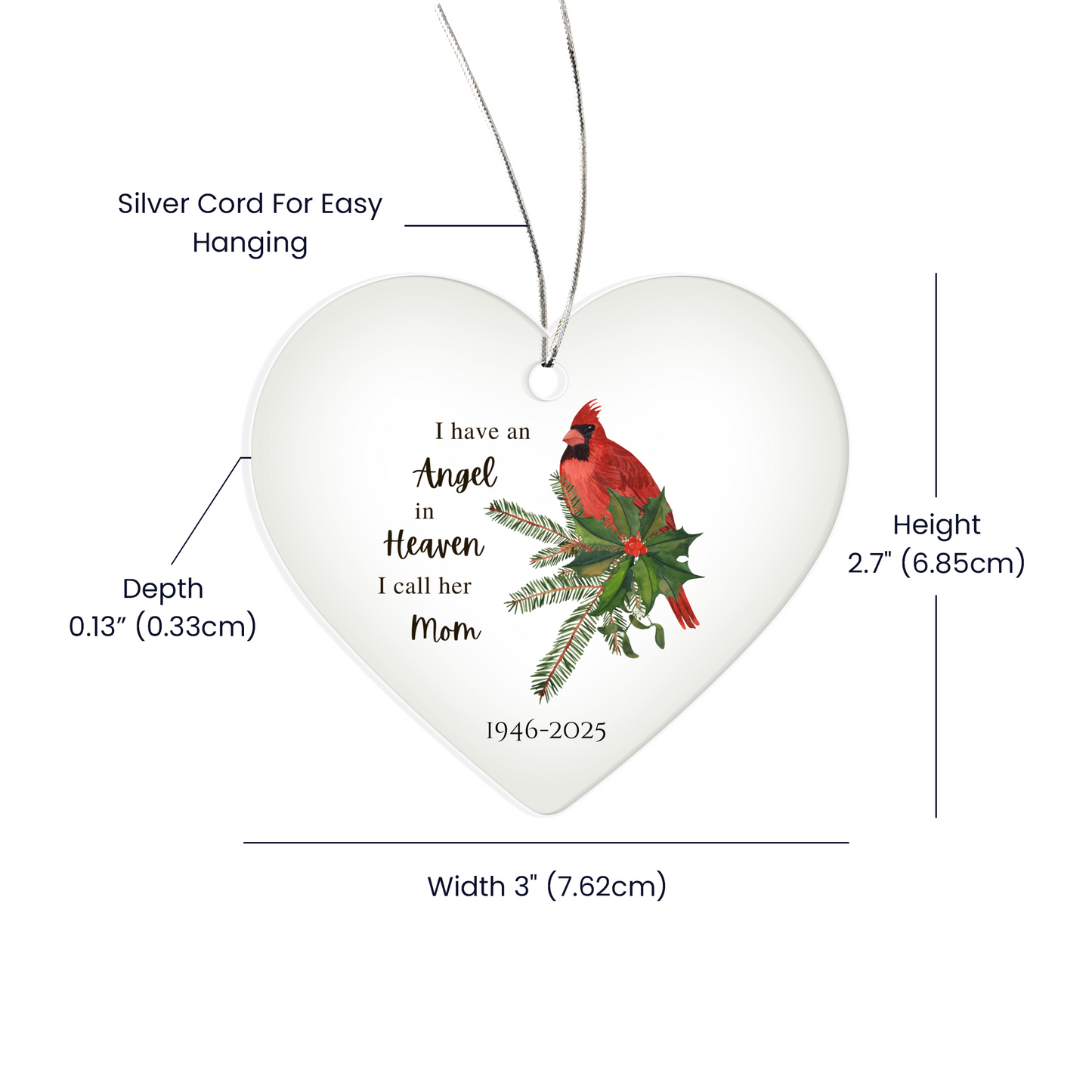 Angel Remembrance Ornaments Loss of Parents Acrylic Heart Ornament