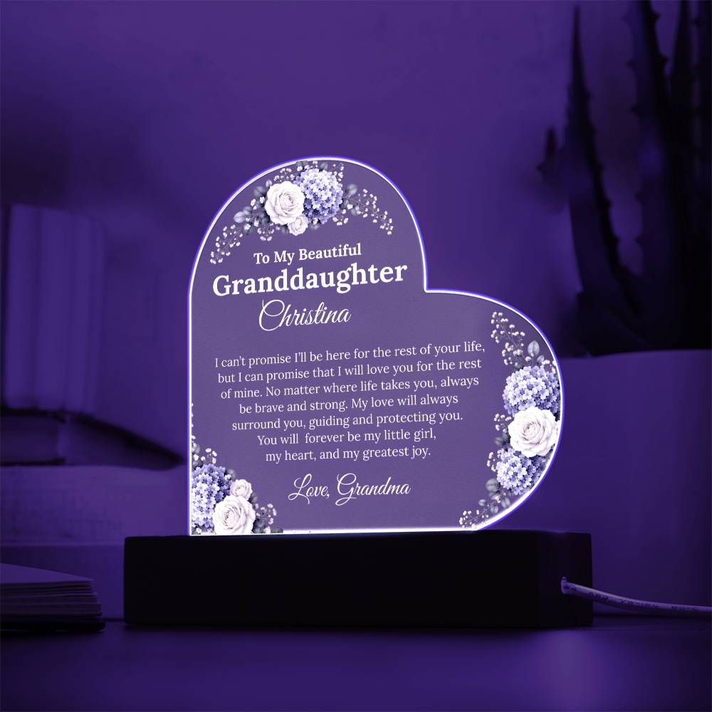 Granddaughter Lighted Acrylic Heart Plaque Gift