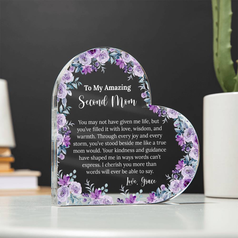 Personalized Second Mom Heart Plaque