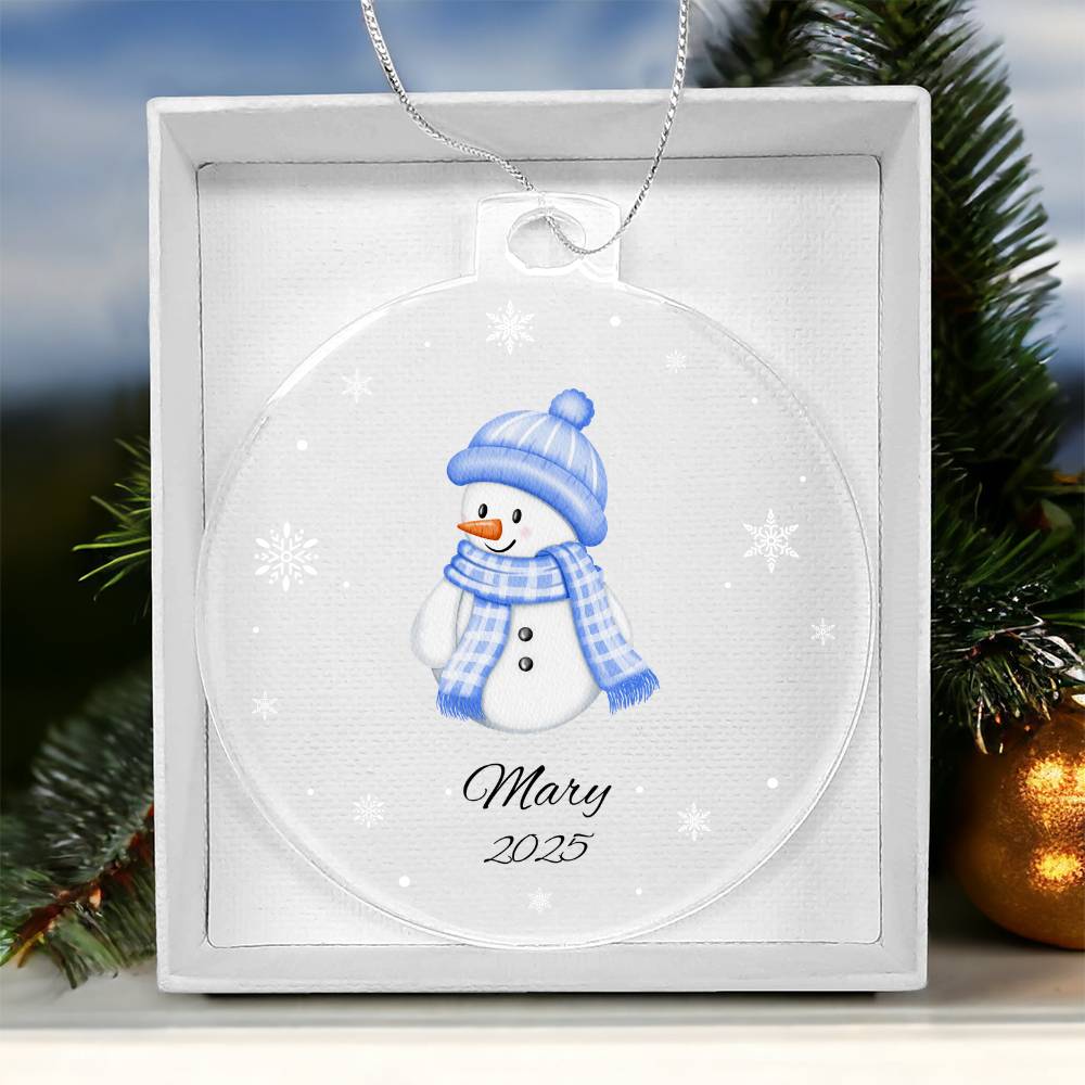 blue snowman christmas tree ornament Acrylic Ornament Plaque