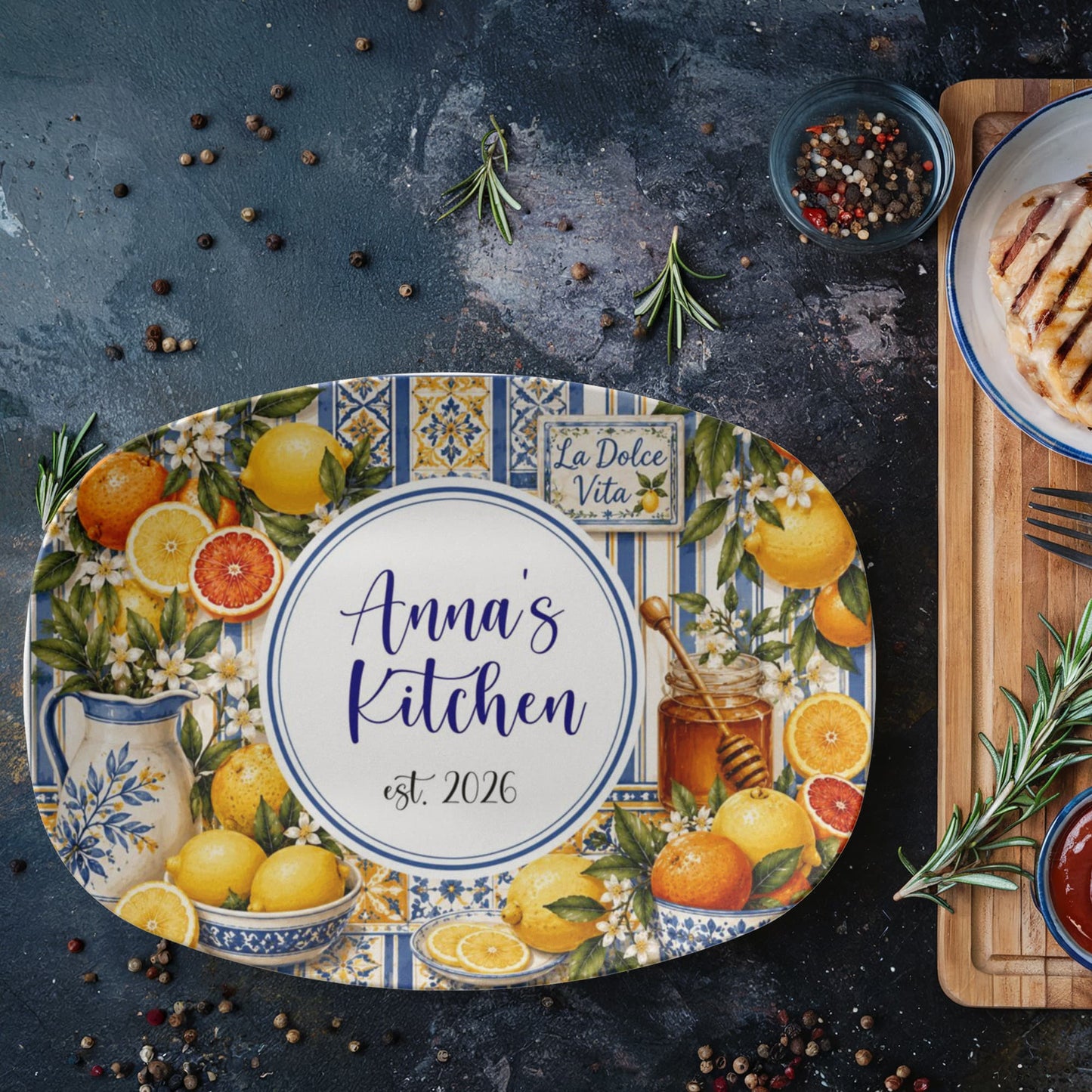 Personalized Italian style Citrus Fruit Serving Tray