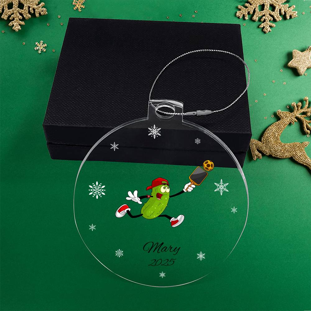 Pickleball Player Acrylic Christmas Ornament