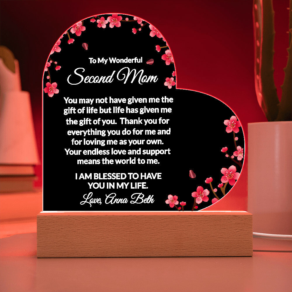 Personalized Second Mom Lighted Plaque Gift