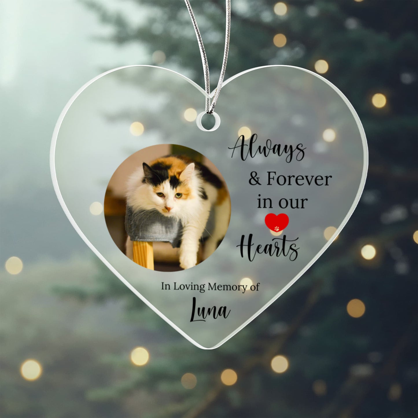 Cat or Dog Memorial Acrylic Heart Ornament