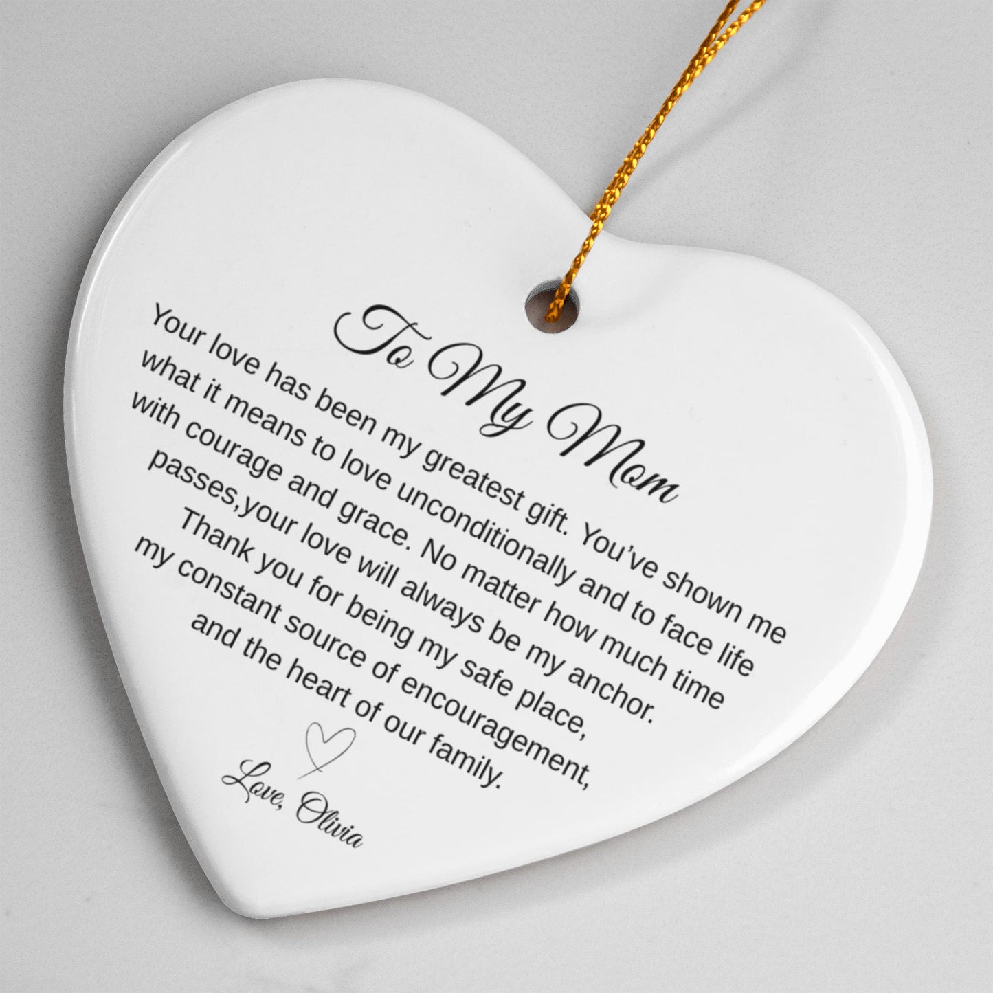 To My Mom Ceramic Heart Ornament