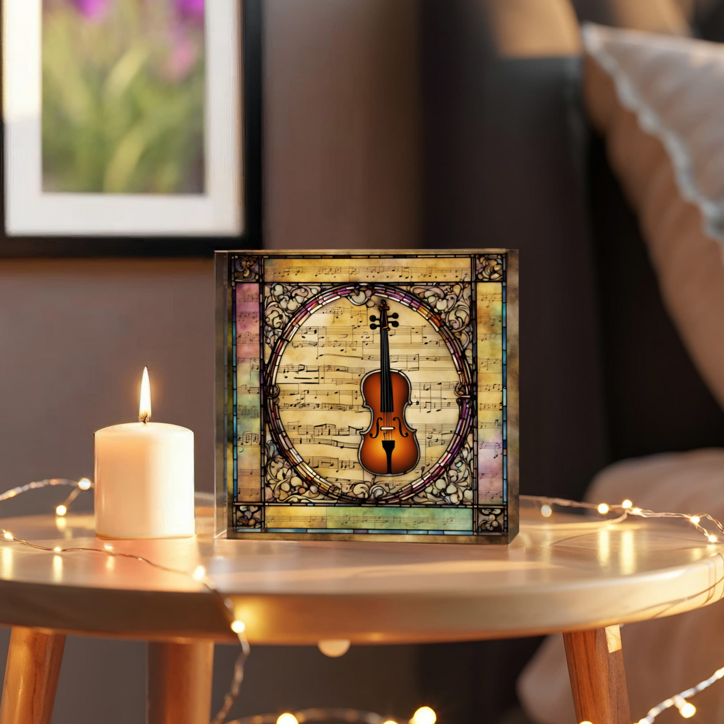 Violin Stained Glass Style Acrylic Decor for Music Lover