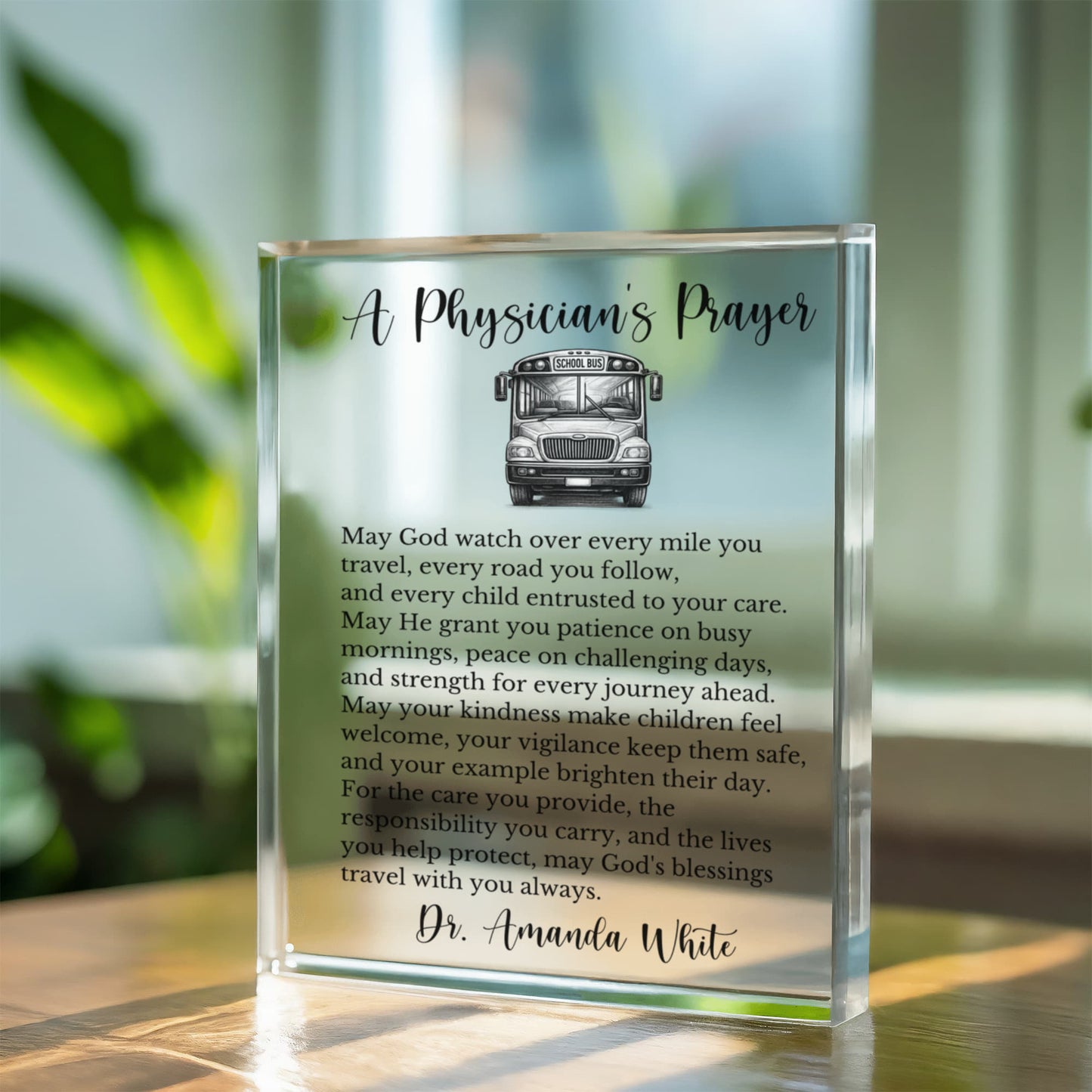 School Bus Driver's Prayer Gift, Appreciation Plaque, Personalized Bus Driver Plaque, Thank You Gift for Bus Drivers