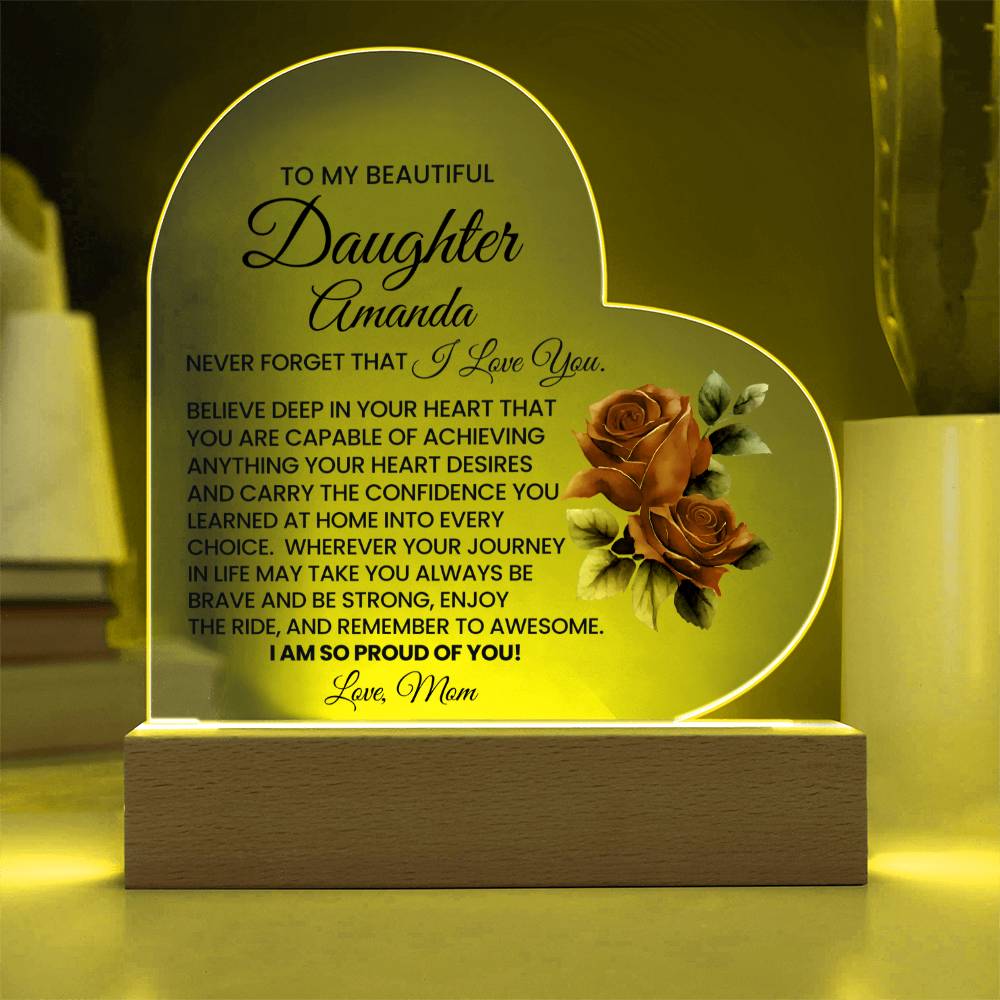 Personalized Heart LED Plaque for Daughter