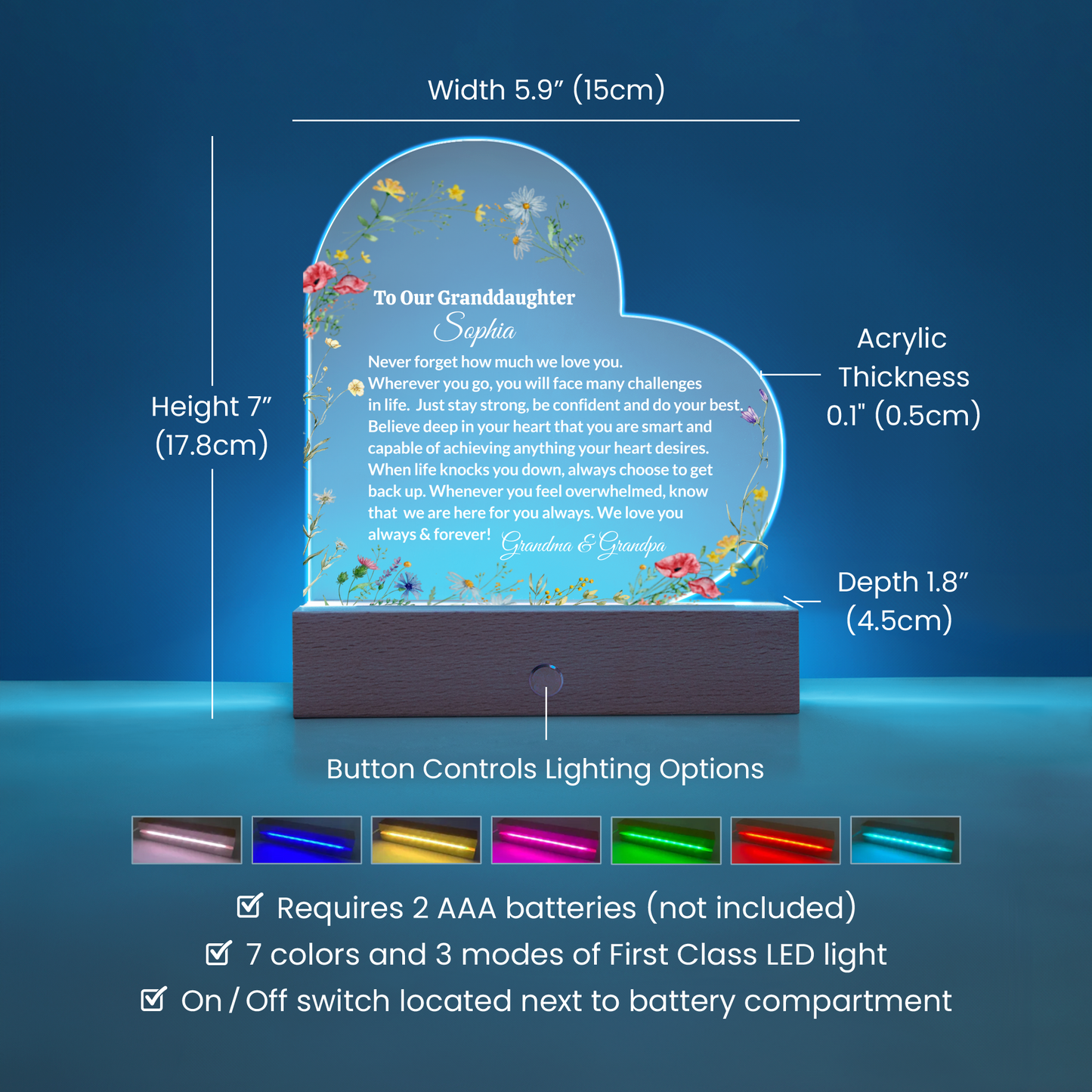 Granddaughter Acrylic Heart Plaque
