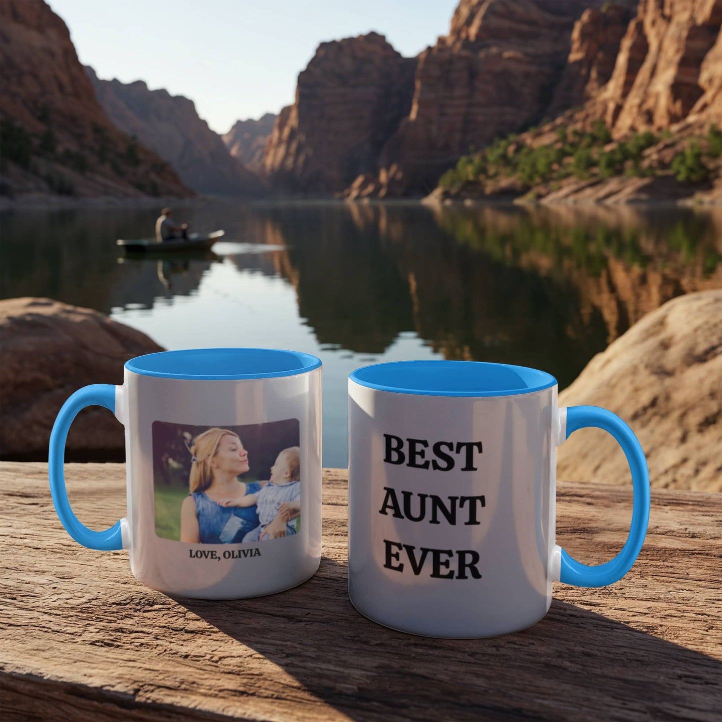 Best Aunt Ever Mug, Personalized Photo Mug, Custom Coffee Cup, Aunt Gift Idea, Color Accent Ceramic Mug, Two Tone Cup, 11oz 15oz