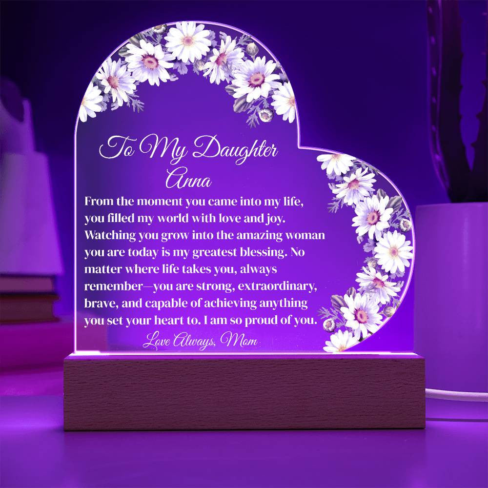 Personalized Daughter Lighted Acrylic Heart Plaque