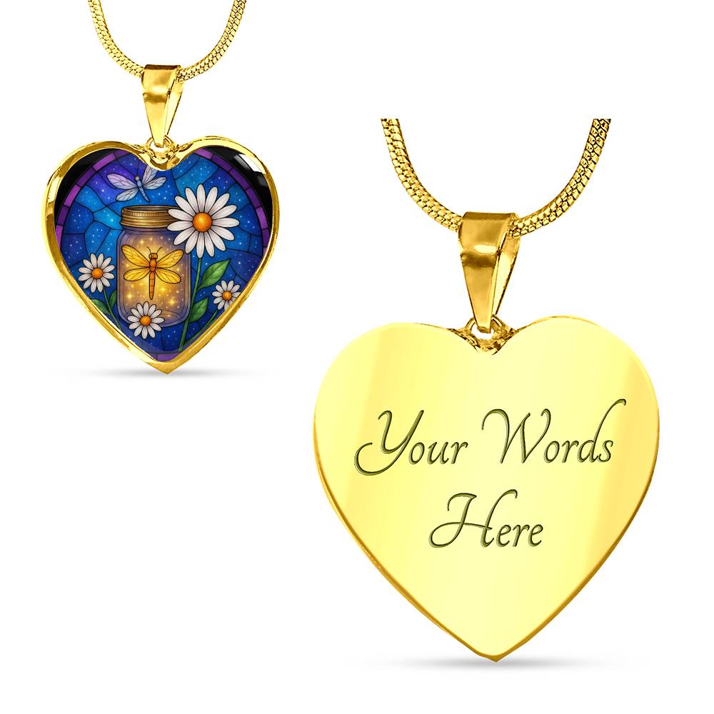 Dragonfy Floral Necklace with Engraving