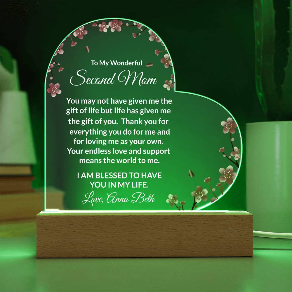 Personalized Second Mom Lighted Plaque Gift