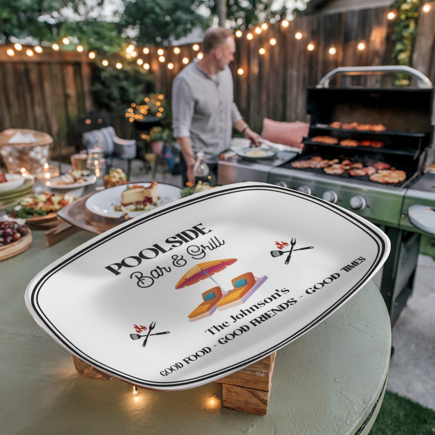 Personalized Poolside Bar and Grill BBQ Grilling Plate