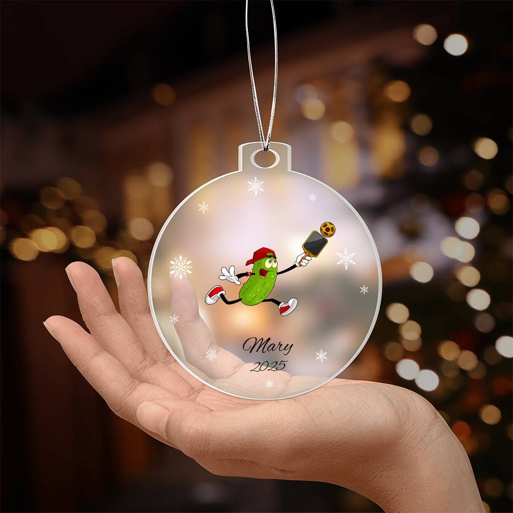 Pickleball Player Acrylic Christmas Ornament