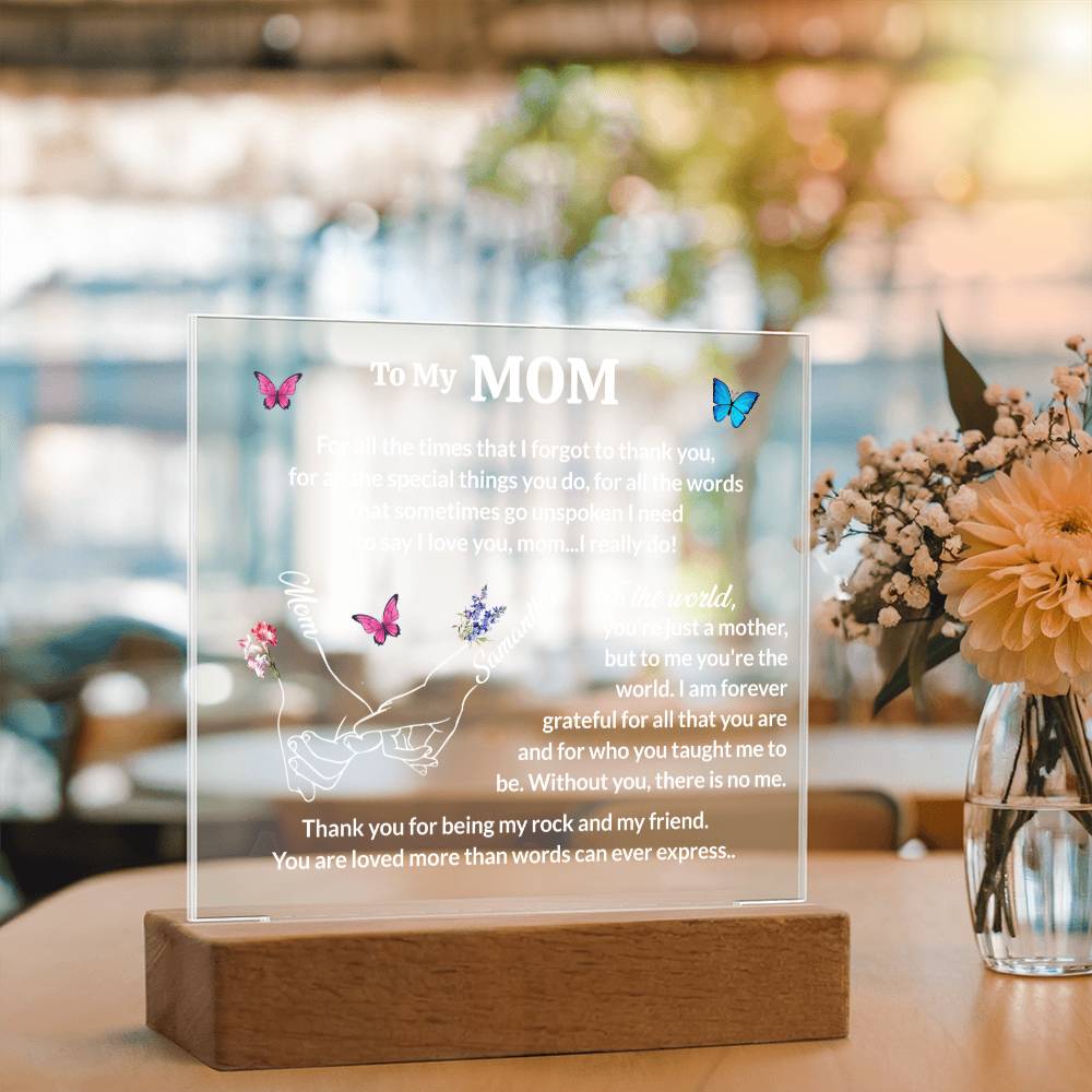Personalized Mom and Daughter Birthflower Led Lighted Plaque Gift