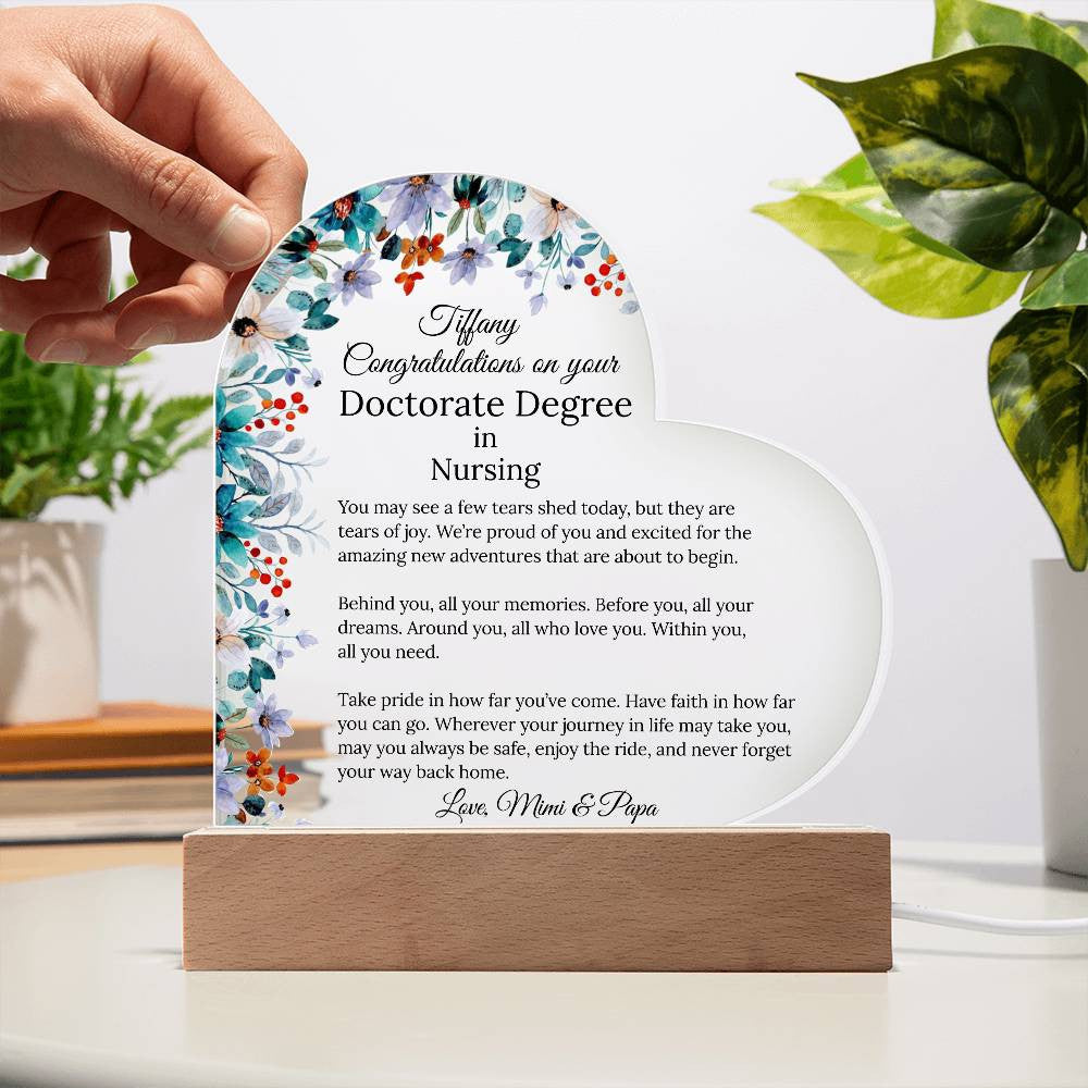 Personalized Doctorate Degree Graduation Plaque