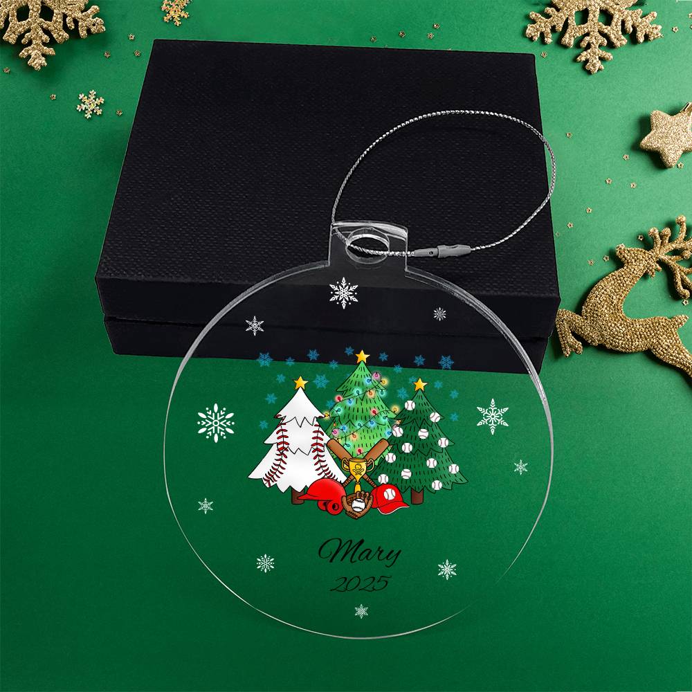 Baseball Christmas Trees Acrylic Ornament Plaque