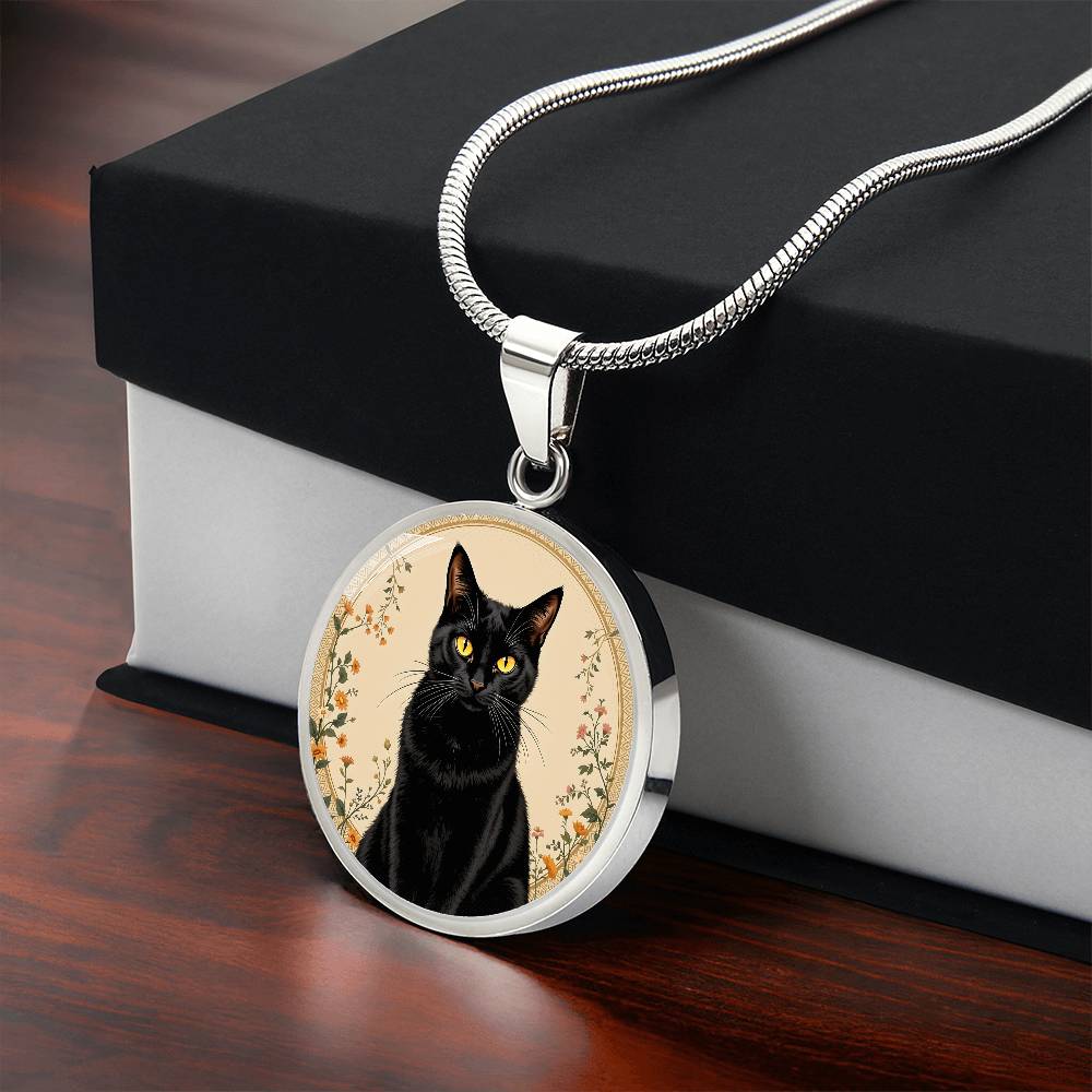 Personalized Black Cat Pendant Necklace