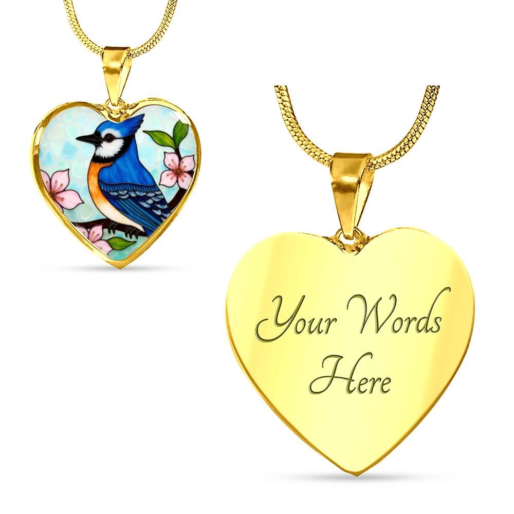 Bluebird Floral Necklace with Engraving
