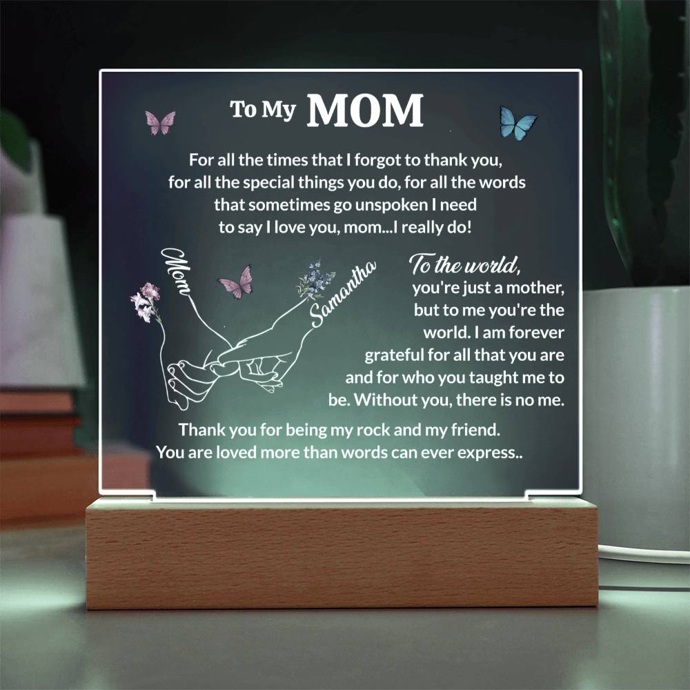 Personalized Mom and Daughter Birthflower Led Lighted Plaque Gift