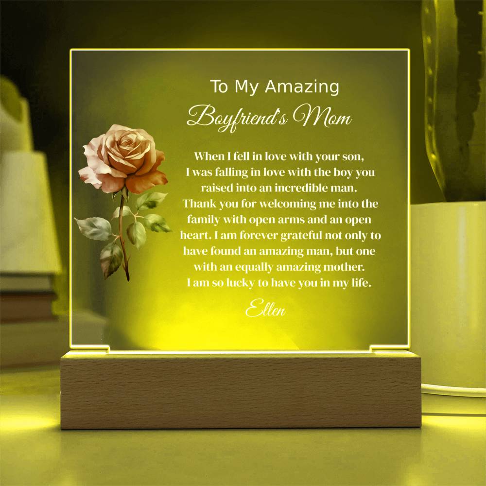 Personalized Boyfriend's Mom Lighted Plaque