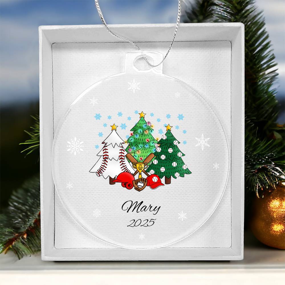 Baseball Christmas Trees Acrylic Ornament Plaque