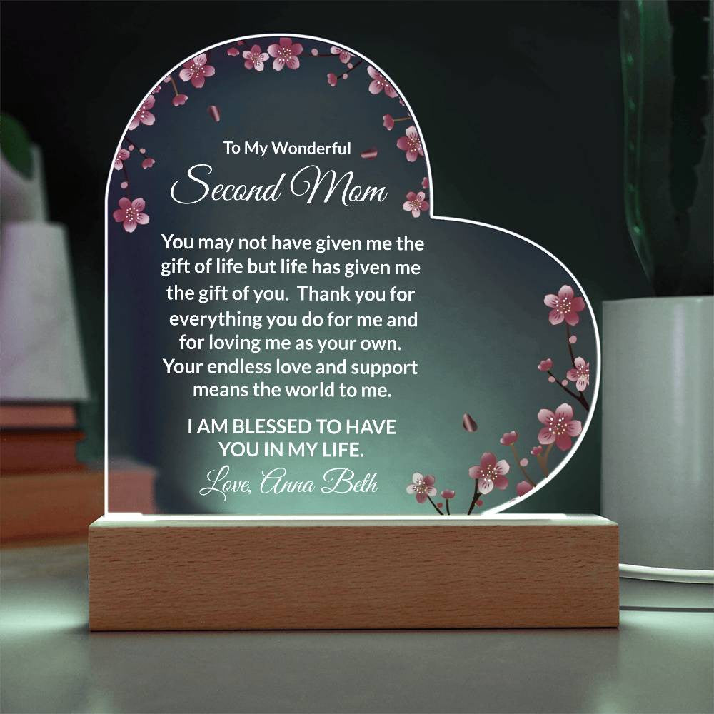 Personalized Second Mom Lighted Plaque Gift
