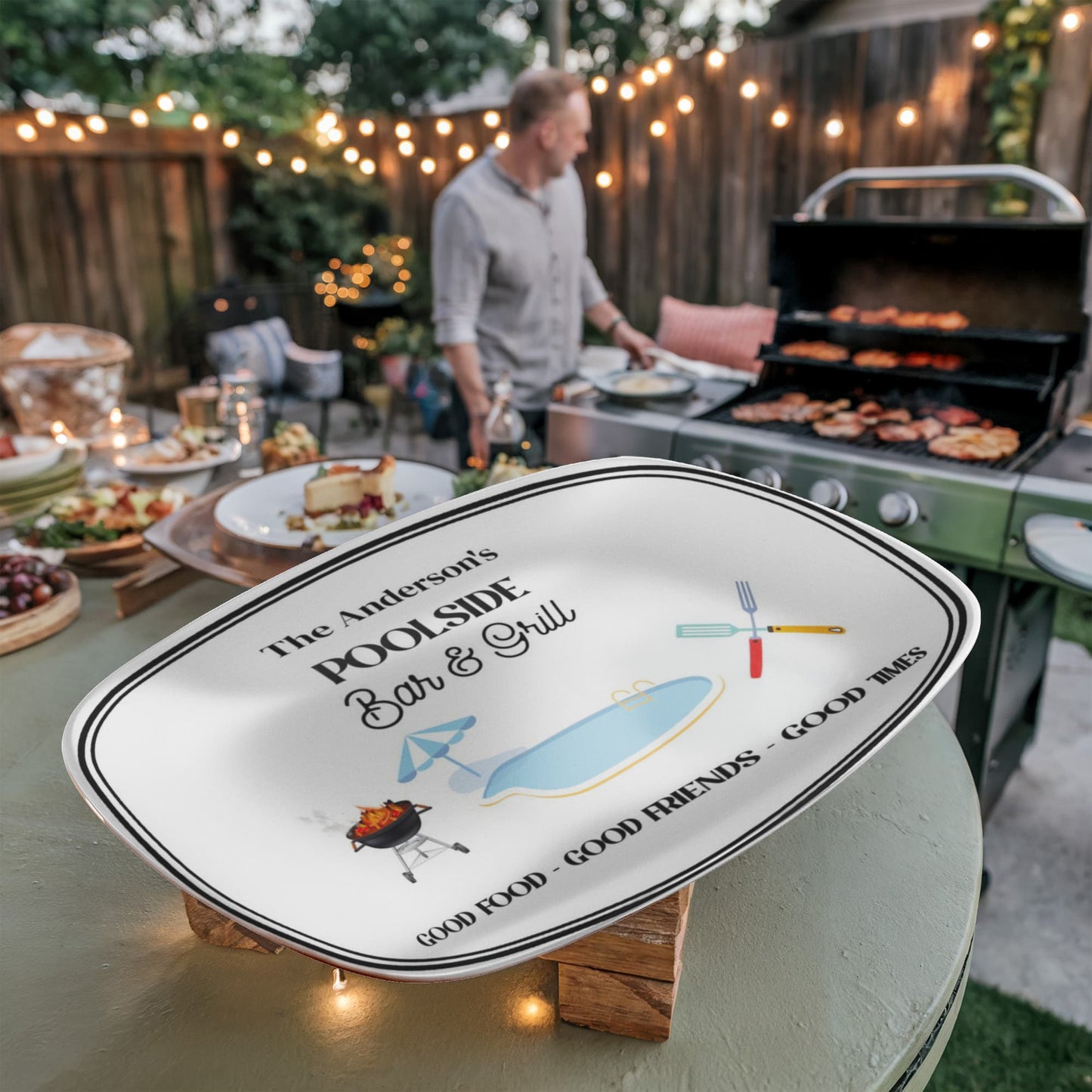 Personalized Poolside Bar and Grill BBQ Platter