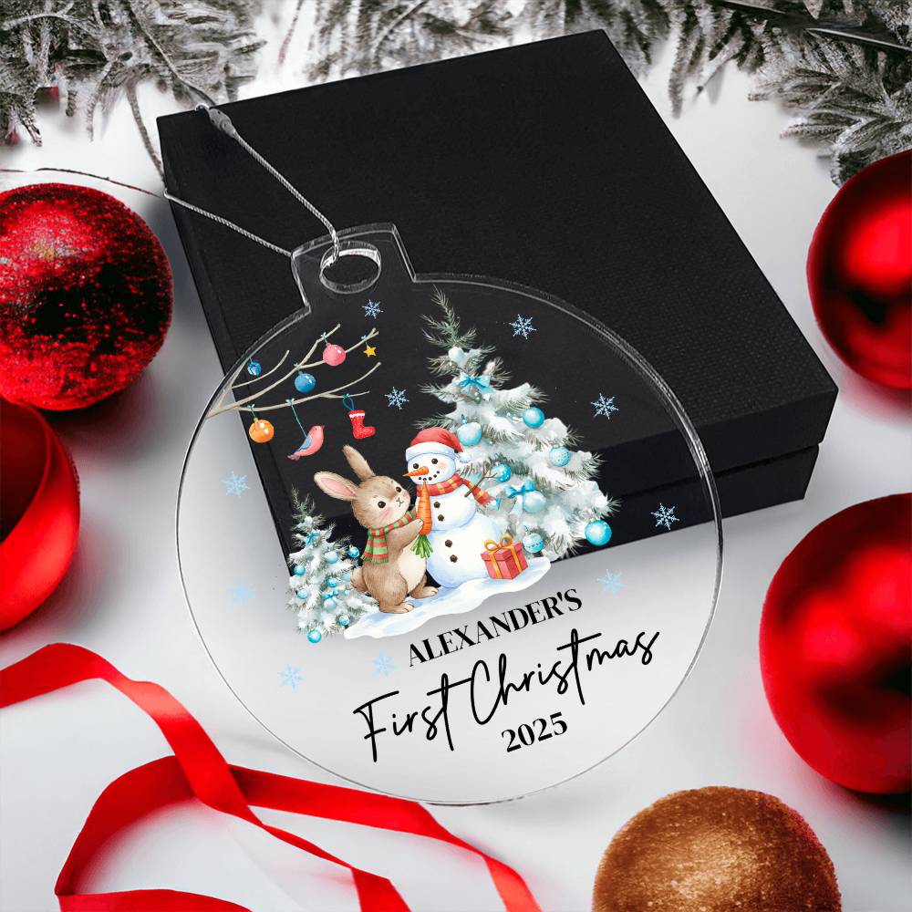Baby's First Christmas Ornament, Personalized Acrylic Keepsake, Boy or Girl, Gift for New Parents, 2025 Baby Ornament