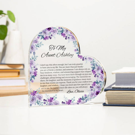Personalized Aunt Acrylic Heart Plaque