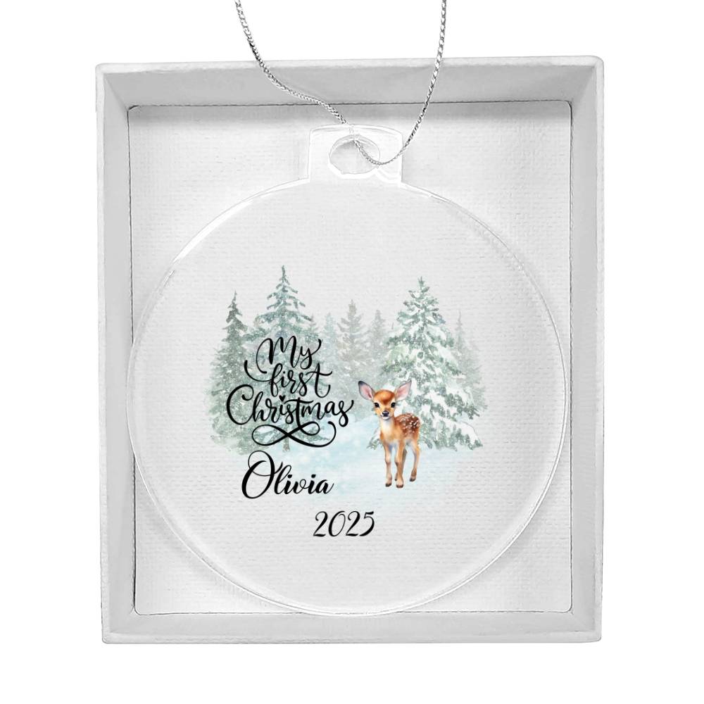 Baby's 1st Christmas Woodland Deer Acrylic Ornament