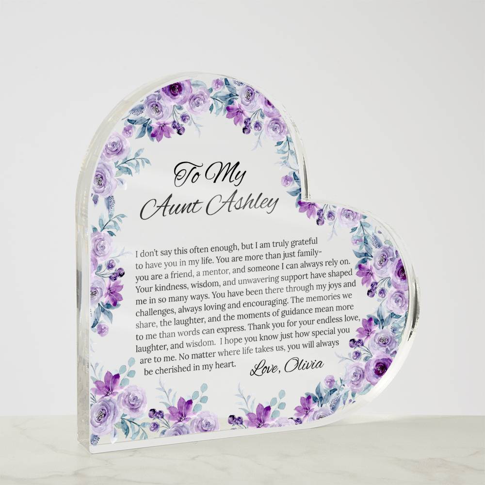 Personalized Aunt Acrylic Heart Plaque