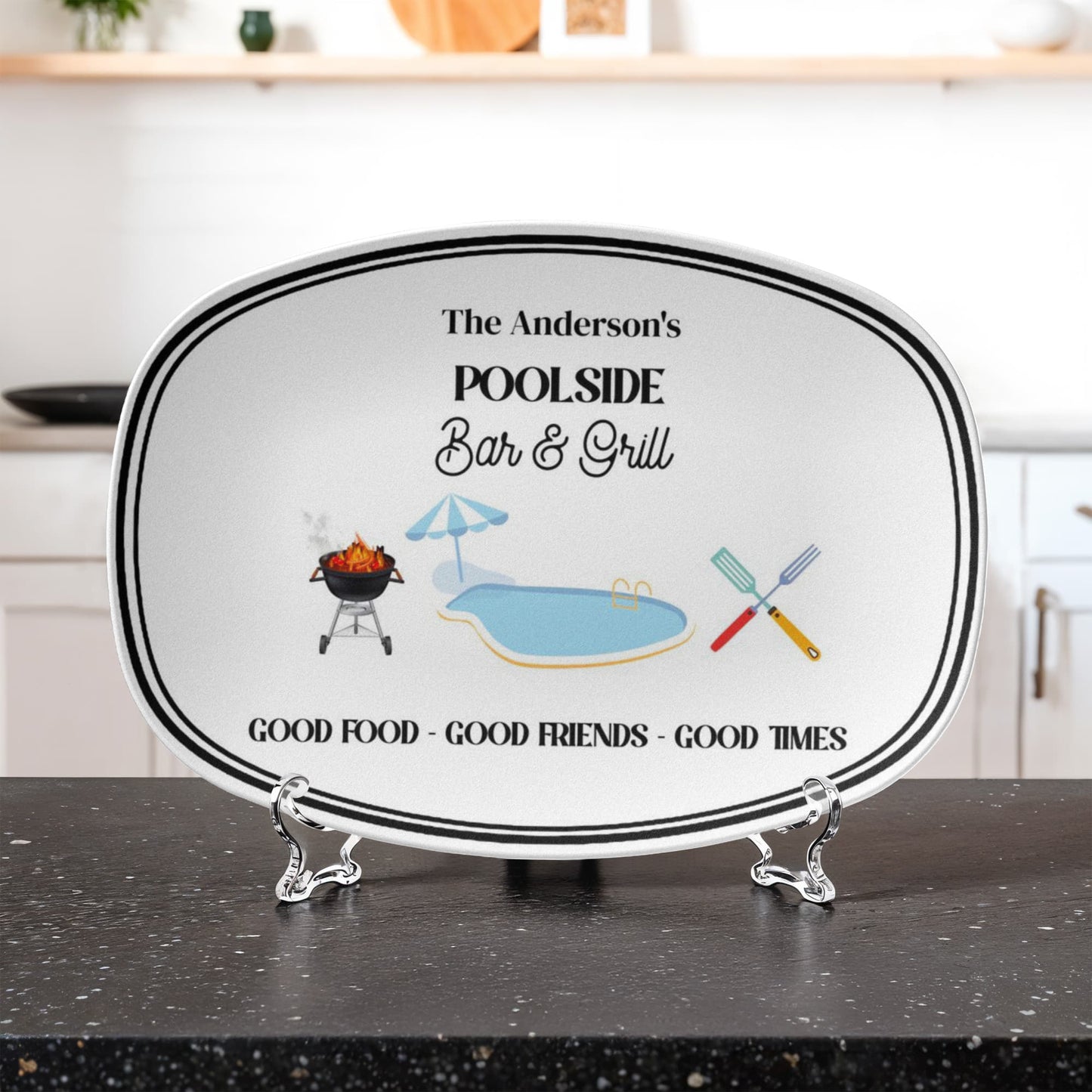 Personalized Poolside Bar and Grill BBQ Platter
