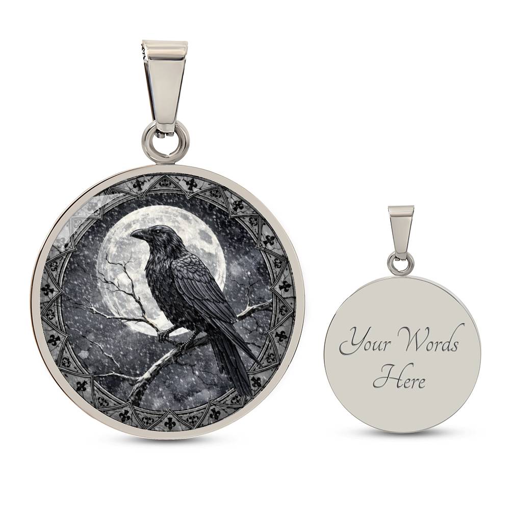 Black Crow Necklace, Personalized Engraved Jewelry, Raven Keychain, Gothic Gift, Unique Pendant, Spiritual Keepsake, Customizable