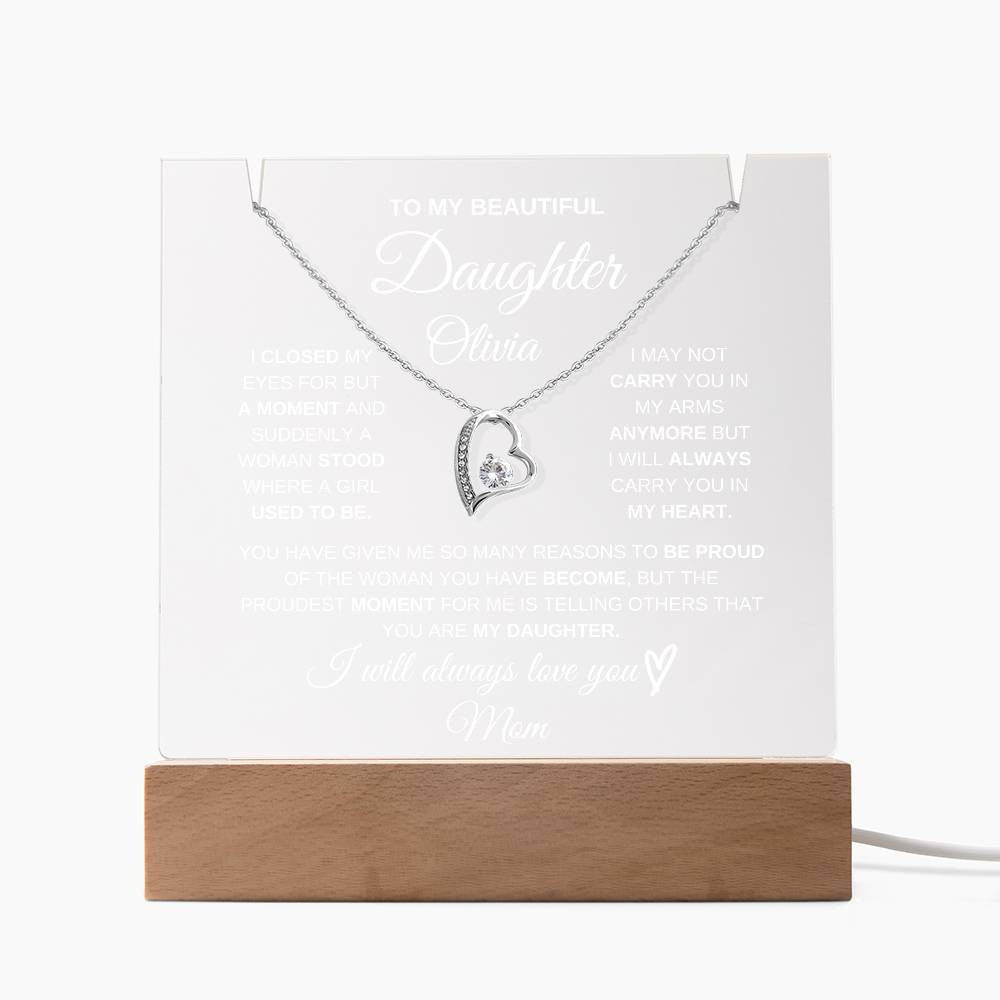 Daughter Heart Necklace & Lighted Jewelry Holder Plaque