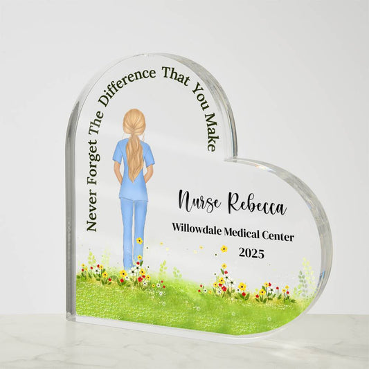 Nurse Doctor Acrylic Heart Plaque, Appreciation Gift, Doctor Thank You Gift