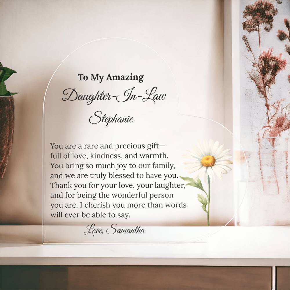 Personalized Daughter in Law Heart Plaque