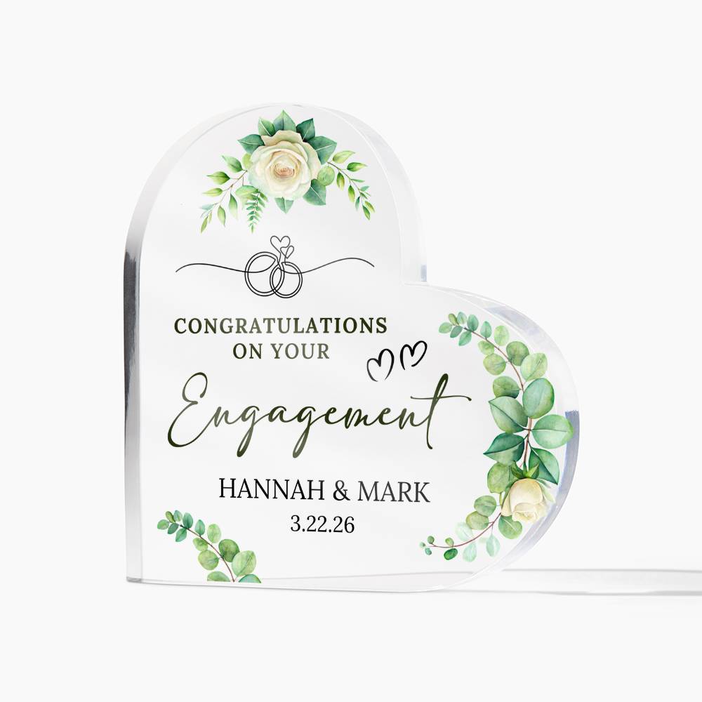 Engagement Gift Acrylic Heart Plaque