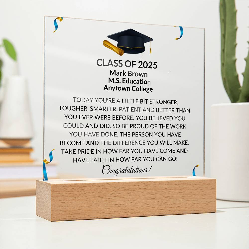 Class of 2025 Personalized Graduation Plaque Gift